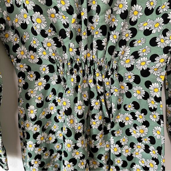 Sandro Angele Ruched Printed Mini Linen Blend Mini Dress S - Picture 12 of 15